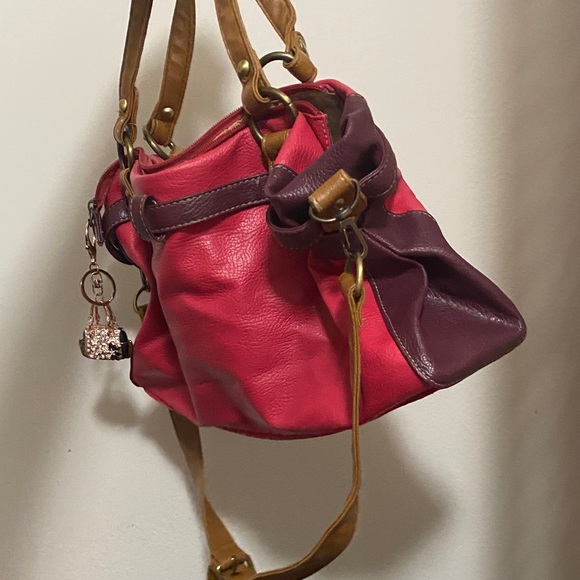 Sophie Martin Paris Stylish Pink Purple and Brown Women's Bag - Picture 5 of 12